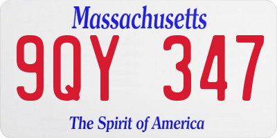 MA license plate 9QY347