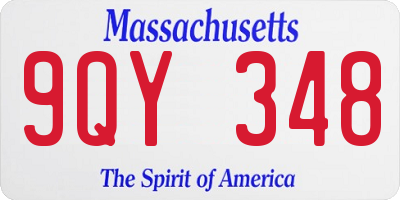 MA license plate 9QY348
