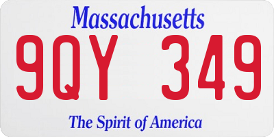 MA license plate 9QY349