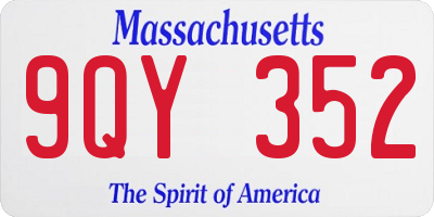 MA license plate 9QY352