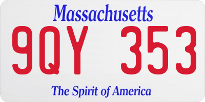 MA license plate 9QY353