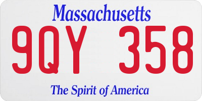 MA license plate 9QY358