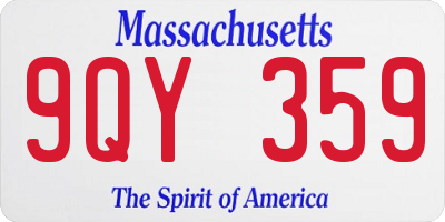MA license plate 9QY359