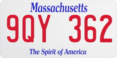 MA license plate 9QY362