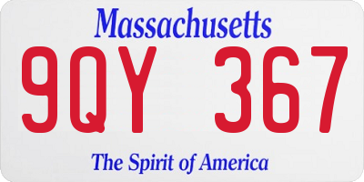 MA license plate 9QY367