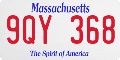 MA license plate 9QY368