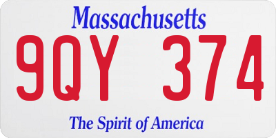 MA license plate 9QY374