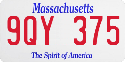 MA license plate 9QY375