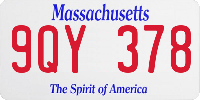 MA license plate 9QY378