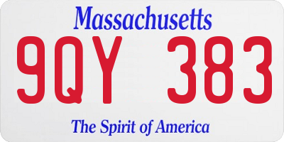 MA license plate 9QY383