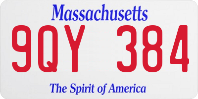 MA license plate 9QY384
