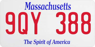 MA license plate 9QY388