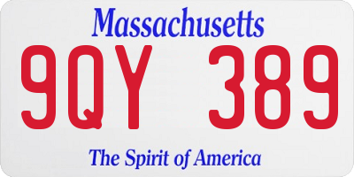 MA license plate 9QY389
