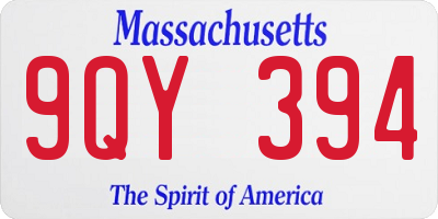 MA license plate 9QY394