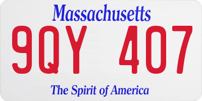 MA license plate 9QY407