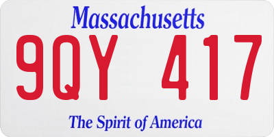 MA license plate 9QY417