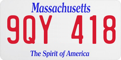 MA license plate 9QY418