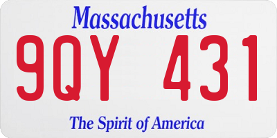 MA license plate 9QY431
