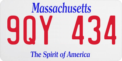 MA license plate 9QY434