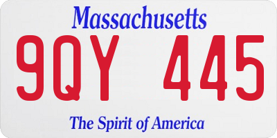 MA license plate 9QY445
