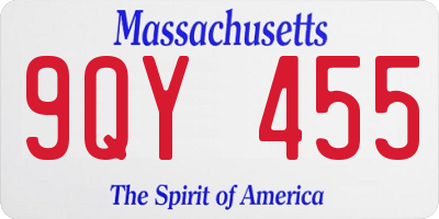 MA license plate 9QY455