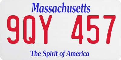 MA license plate 9QY457