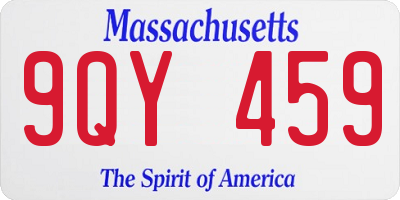 MA license plate 9QY459