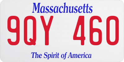 MA license plate 9QY460