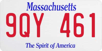 MA license plate 9QY461