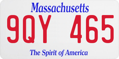 MA license plate 9QY465
