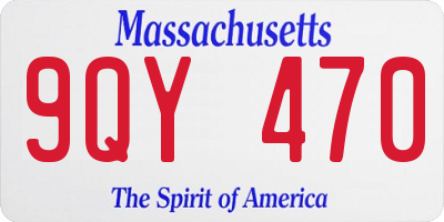 MA license plate 9QY470