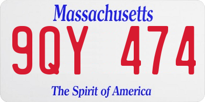 MA license plate 9QY474