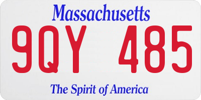 MA license plate 9QY485