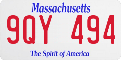 MA license plate 9QY494