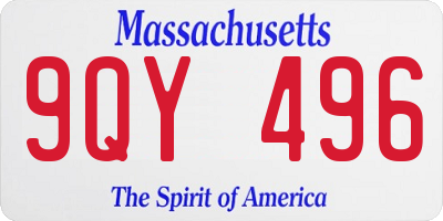 MA license plate 9QY496