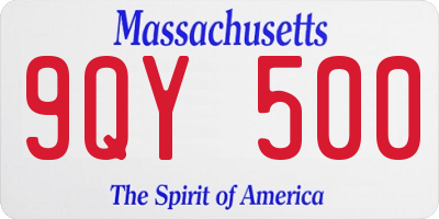 MA license plate 9QY500