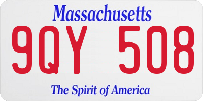MA license plate 9QY508