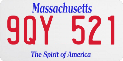 MA license plate 9QY521