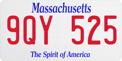MA license plate 9QY525