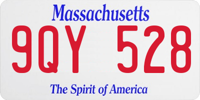 MA license plate 9QY528