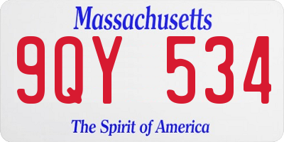 MA license plate 9QY534