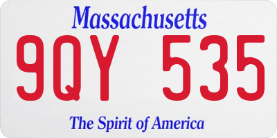 MA license plate 9QY535