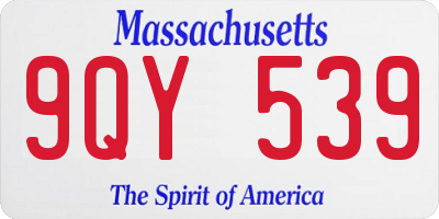 MA license plate 9QY539