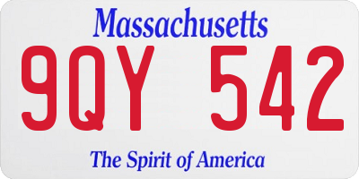 MA license plate 9QY542