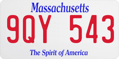 MA license plate 9QY543