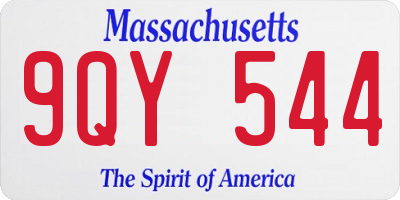 MA license plate 9QY544