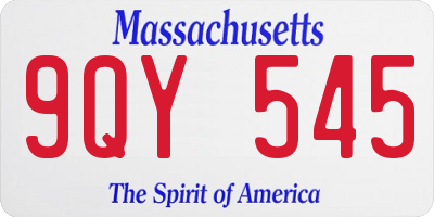 MA license plate 9QY545