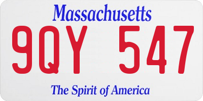MA license plate 9QY547