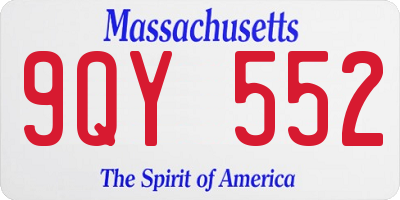 MA license plate 9QY552