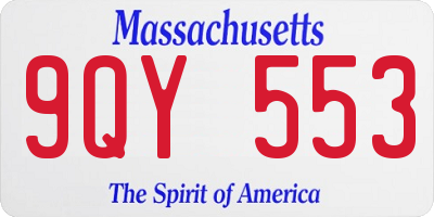 MA license plate 9QY553